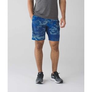 Lululemon T.H.E. Short *Luxtreme Liner 9" Big Pebble Camo Dark Cobalt Sea Mist M